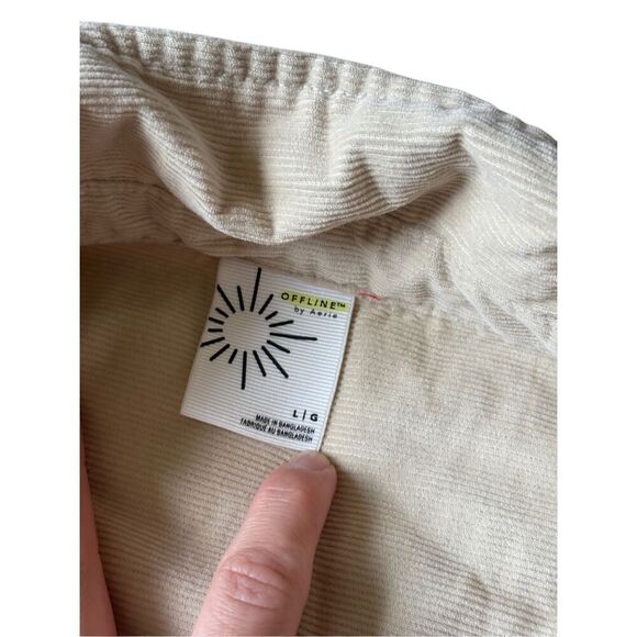 Aerie Corduroy Quarter Zip Jacket Shacket size L Cream - Picture 4 of 15